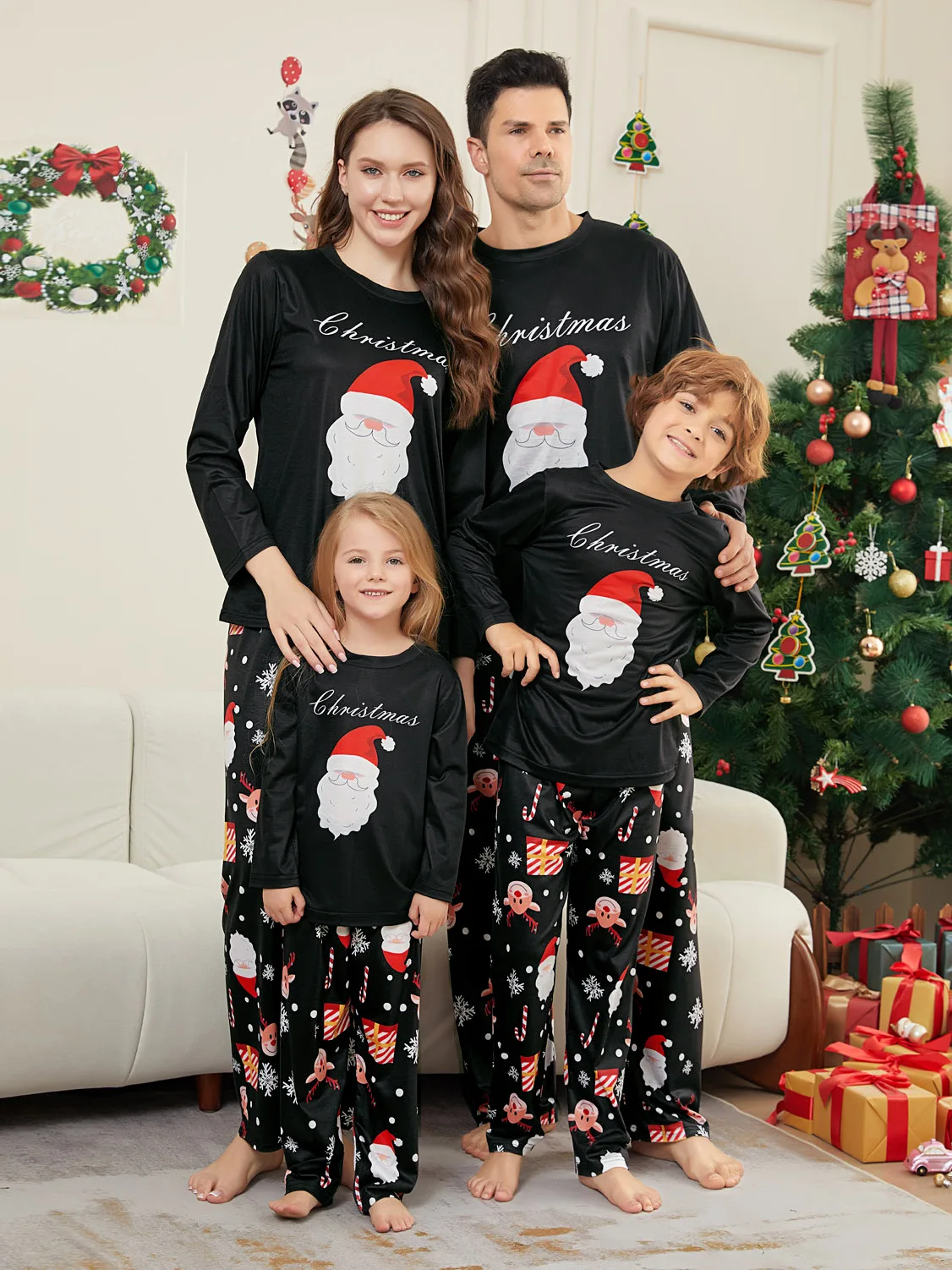 Winter Clothing Looks - Vrolijk Kerstfeest Familie Kleding Santa Claus