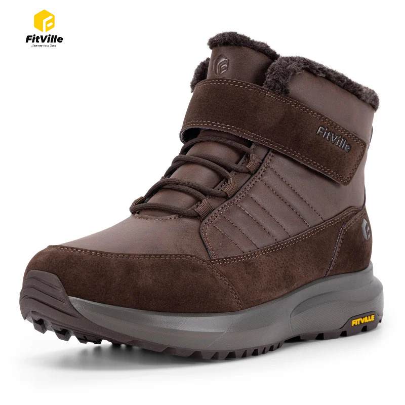 Snow Boot Fur Lined - FitVille Heren Winterlaarzen, brede pasvorm, met
