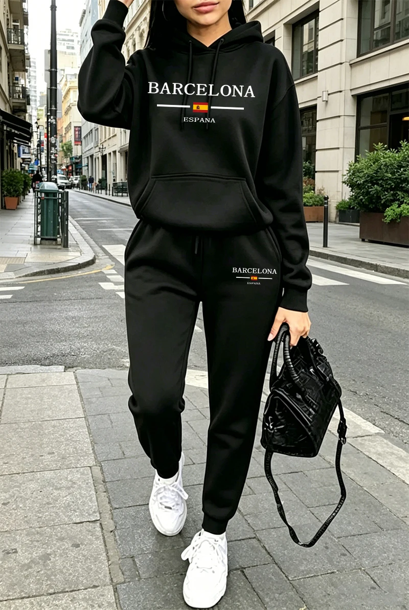 Winter Clothing Pants - Modieus dames trainingspak met print, casual