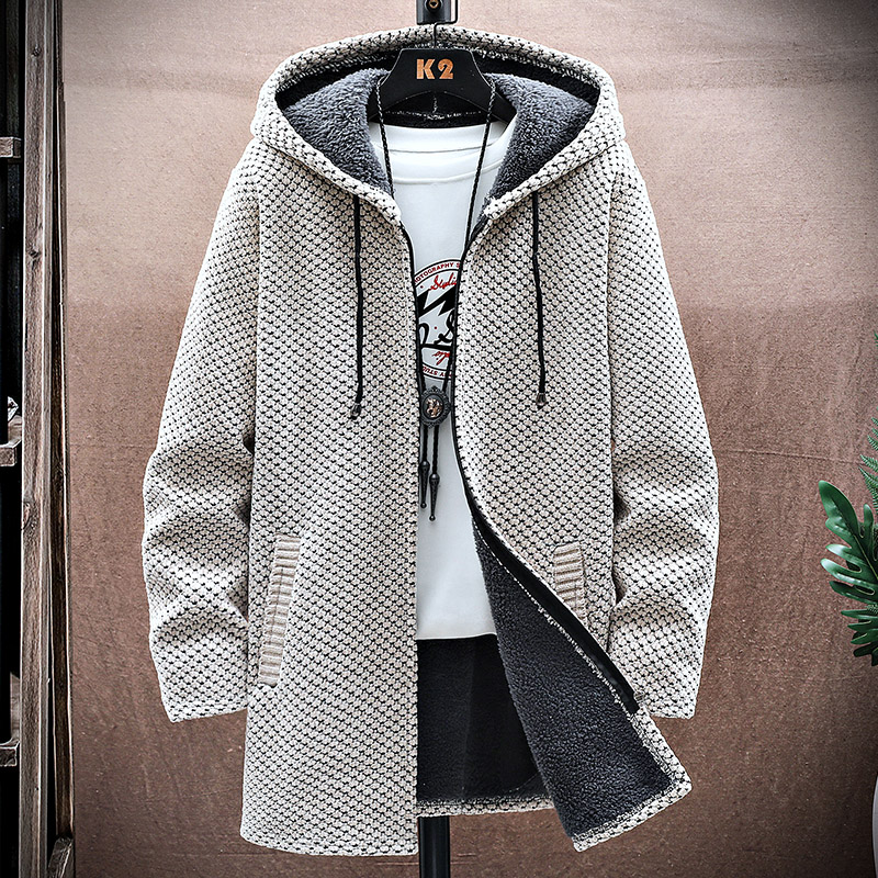 Fleece Hoodie Lined - Heren Vest Kasjmier Lange Jas Truien