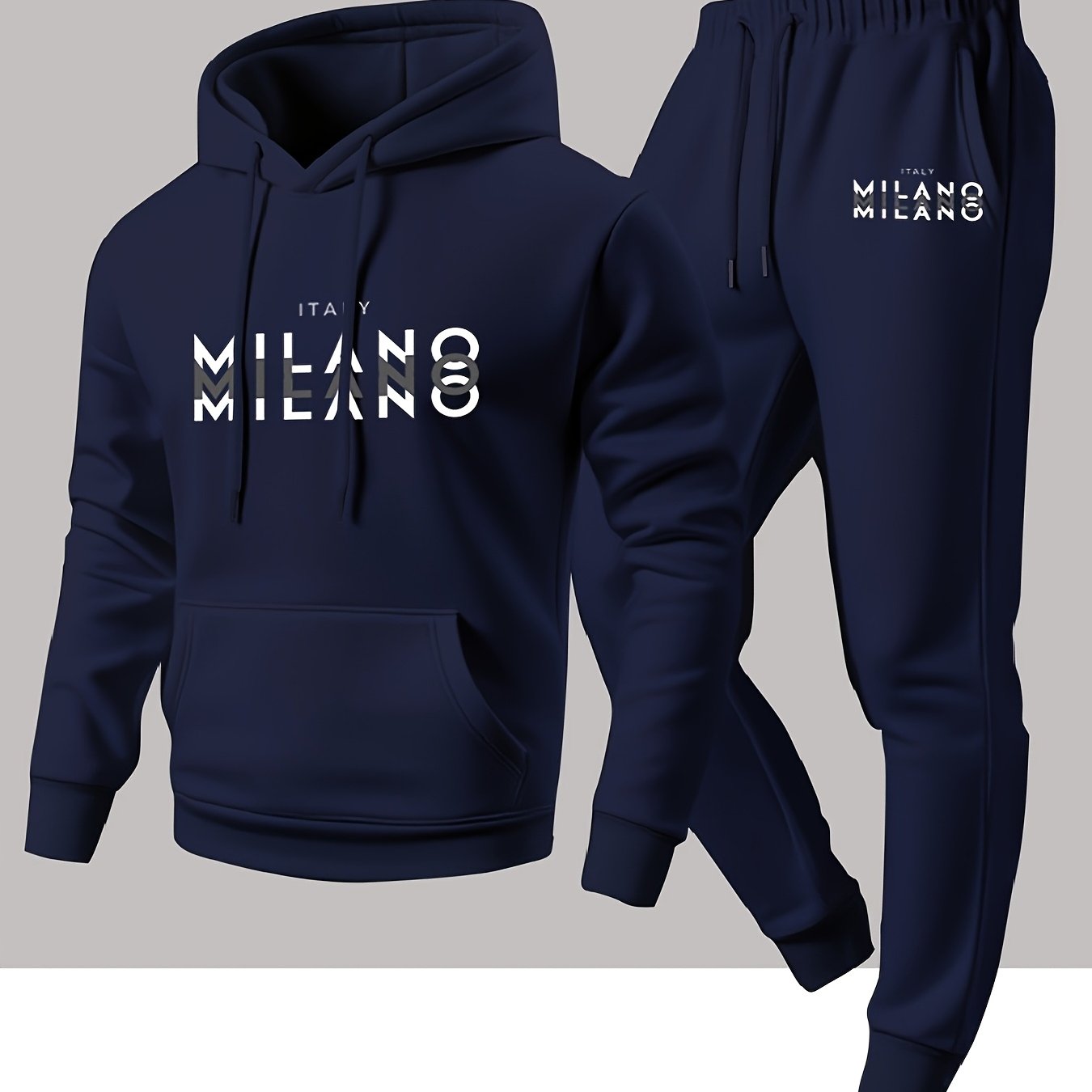 Fleece Hoodie Lined - Trendy Italiaans Milanese letterpatroon hoodie en
