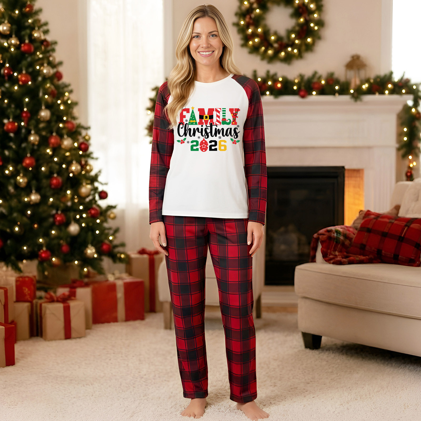 Winter Clothing Looks - Kerstbrievenprint, schattige, loszittende loungewear, bijpassende pyjamaset