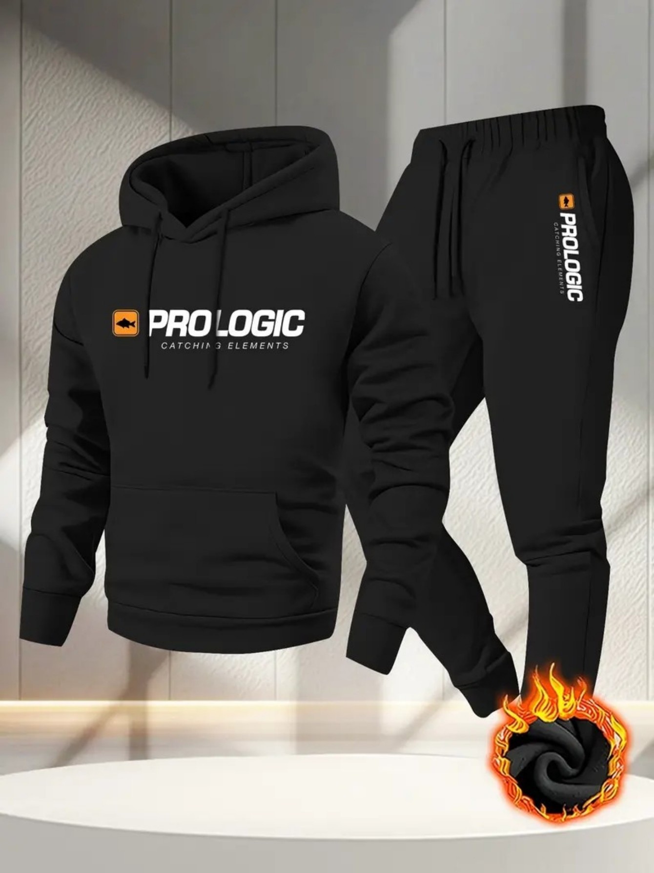 Fleece Hoodie Lined - Heren hoodie met print, fleecevoering en