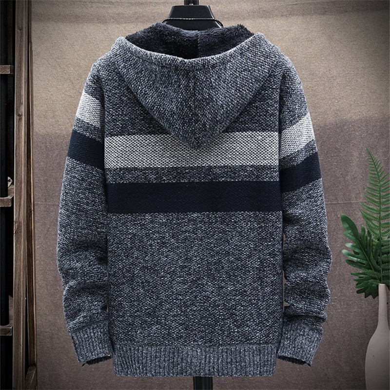 Heren gestreepte trui jas dikk - Fleece Hoodie Lined recensie en prijs
