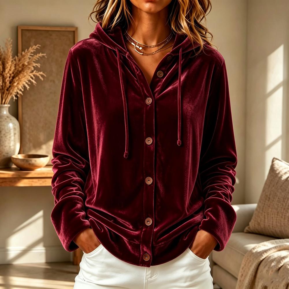 Fluwelen hoodie met knoopsluit - Winter Clothing Types recensie en prijs