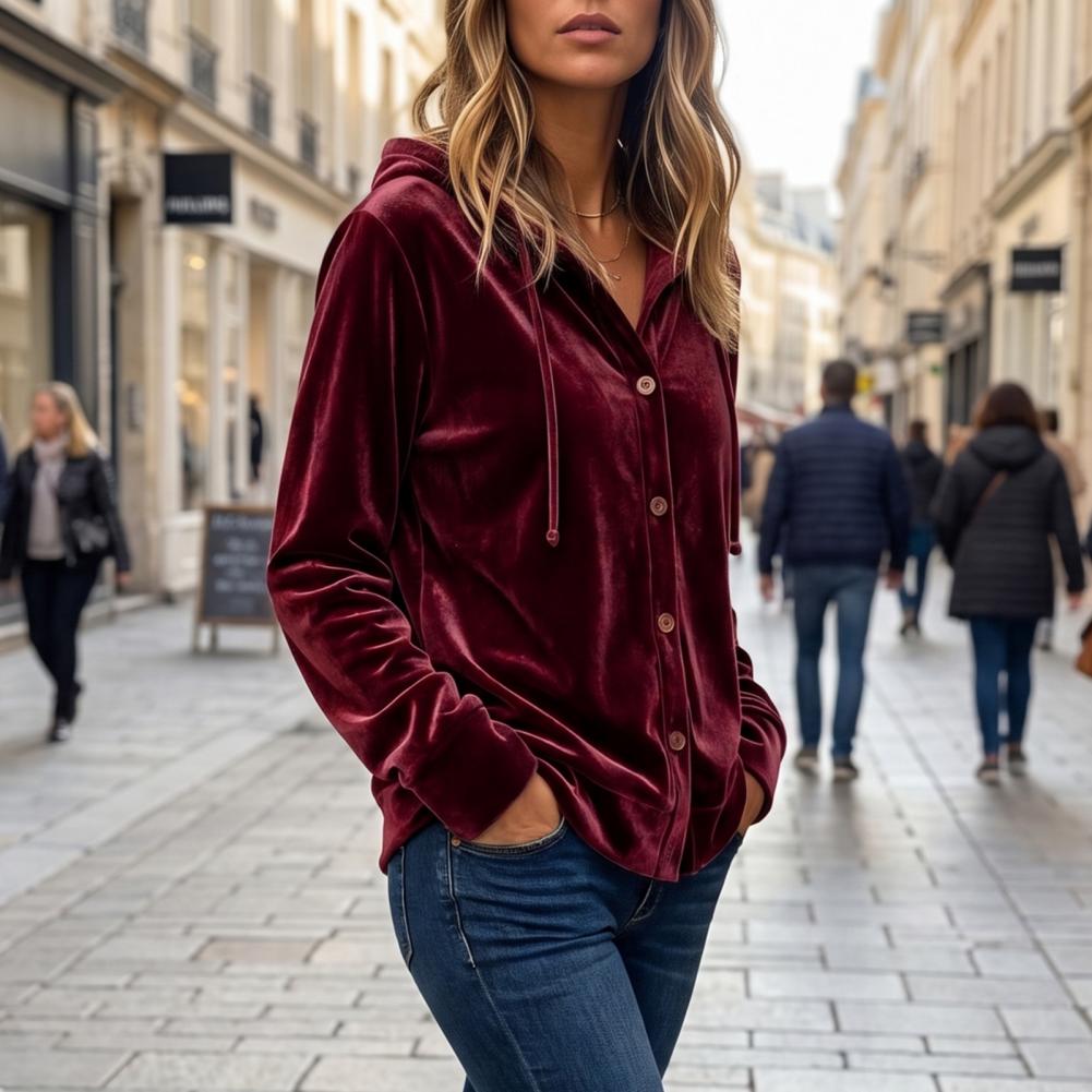 Fluwelen hoodie met knoopsluit - Winter Clothing Types recensie en prijs